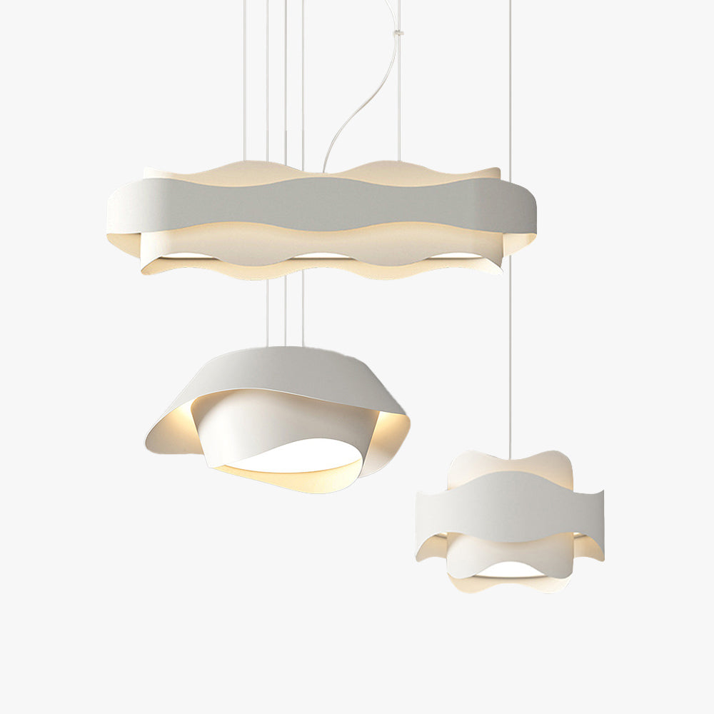 Arisha Design LED Pendel/Denkenleuchte Weiß Plissee Geometrisch Küche/Wohnzimmer