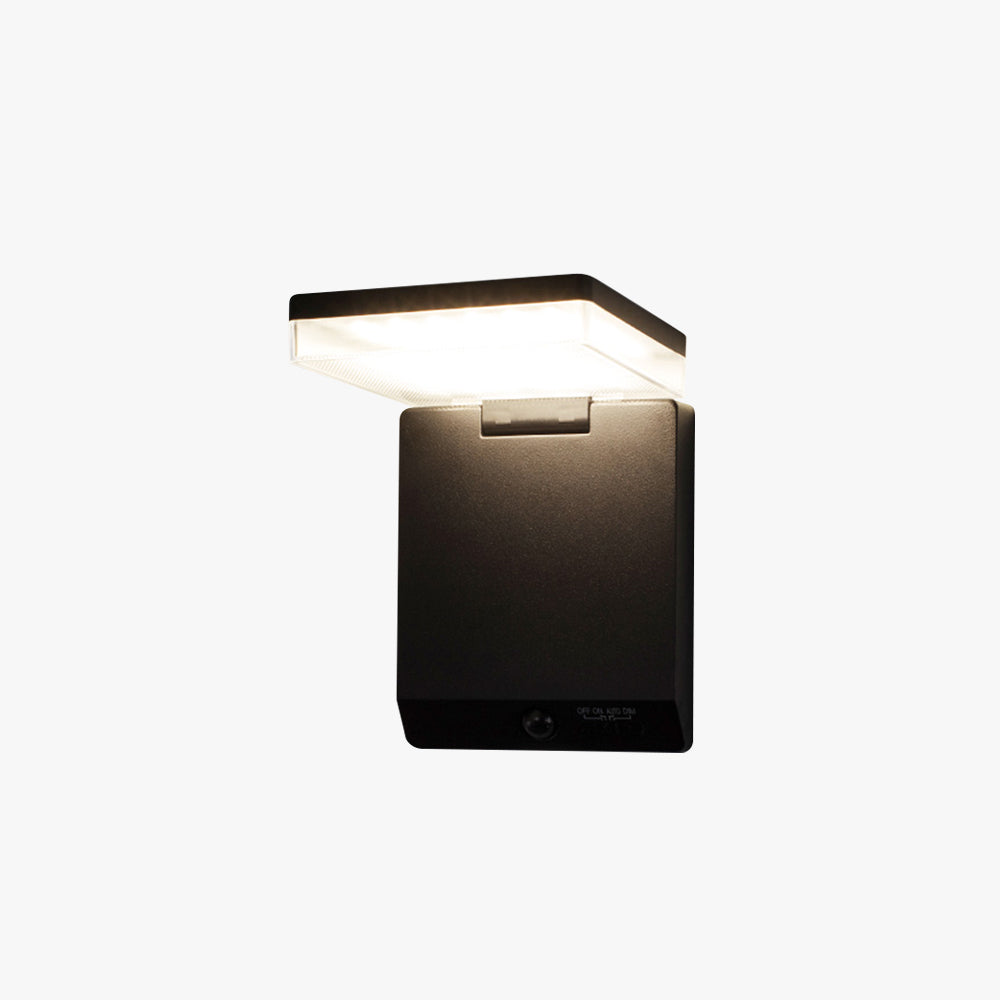 Ray Modern Rechtwinklig LED Außenwandleuchte Schwarz Flur Acryl Sensor Solar