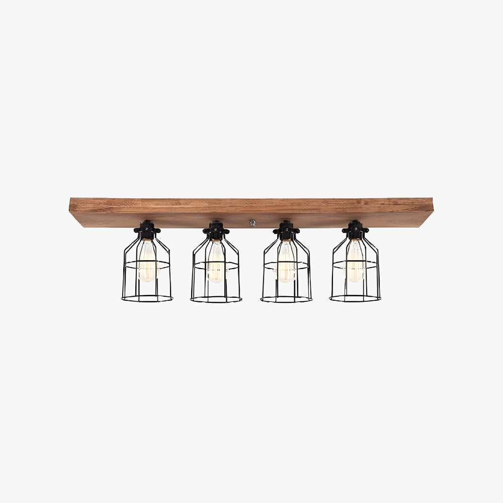 Arisha Modern Linear Metal/Wood Half-Flush Deckenleuchte Schwarz Wohnzimmer