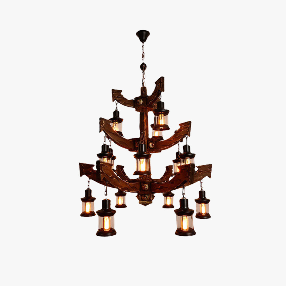 Epoch Designer LED Kronleuchter Schlafzimmer/Esszimmer Holz/Metall