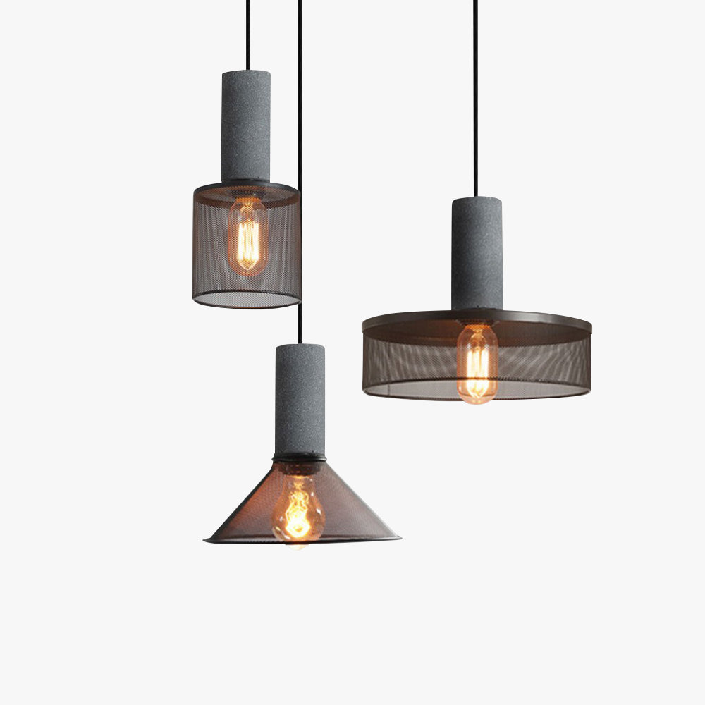 Arisha LED Design Pendelleuchte Wohnzimmer Industrial, Schwarz, Cement Metall