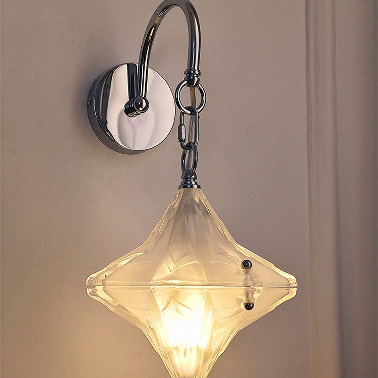 Art Deco Stern Wandleuchte mit Milchglas