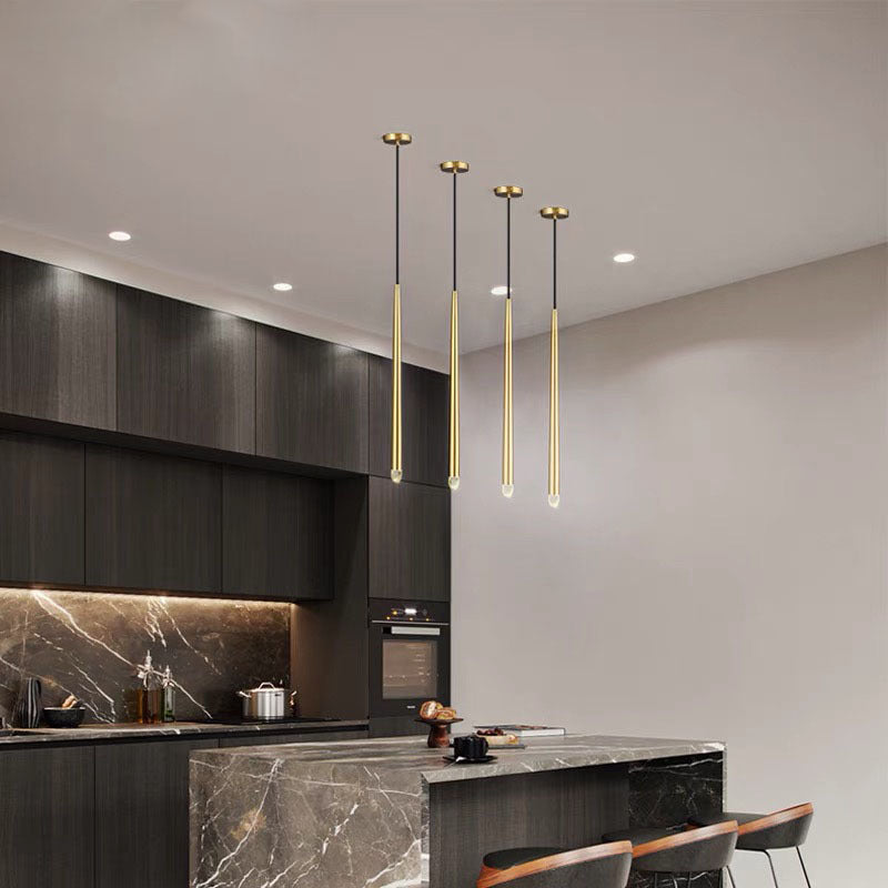 Arisha Modern LED Pendelleuchte Linear Gold Wohnzimmer Metall