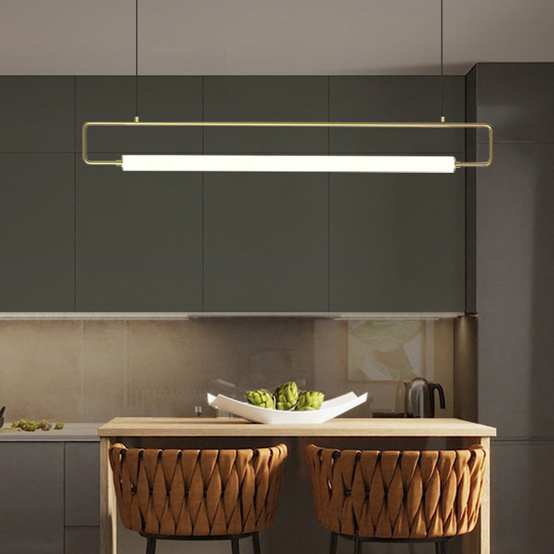 Airsha Minimalistisch Pendelleuchte Linear, Schwarz/Gold, Esstisch