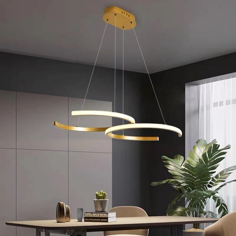 Arisha LED Pendelleuchte Dimmbar Schwarz/Gold Doppel-C Wohnzimmer
