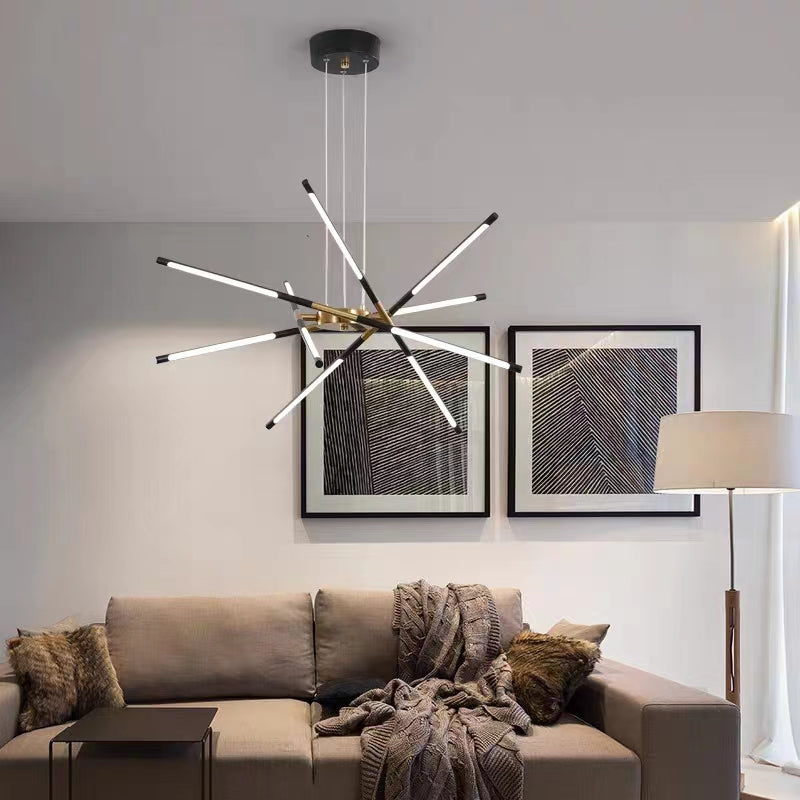 Arisha Modern LED Deckenleuchte Linear Dimmbar Schwarz Wohn/Schlafzimmer Metall&Acryl