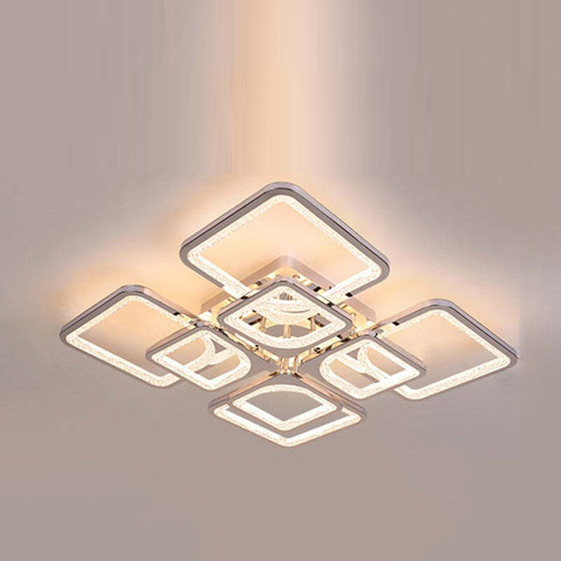 Arisha Design Luxus Quadrat LED Deckenleuchte Metall Acryl Wohnzimmer Schlafzimmer Esszimmer