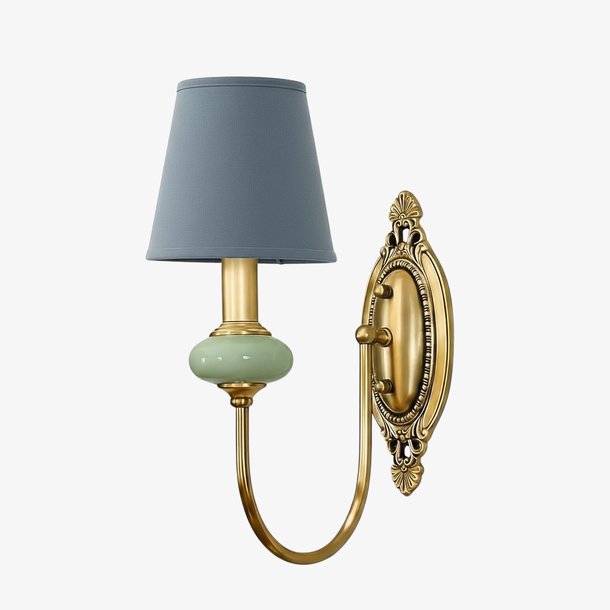 Rowanea Wandleuchte im modernen Landhausstil aus Keramik und Stoff für den Flur