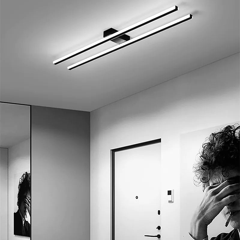 Arisha Minimalistische LED Deckenleuchte Lineaer Schwarz/Weiß/Gold Wohnzimmer Metall