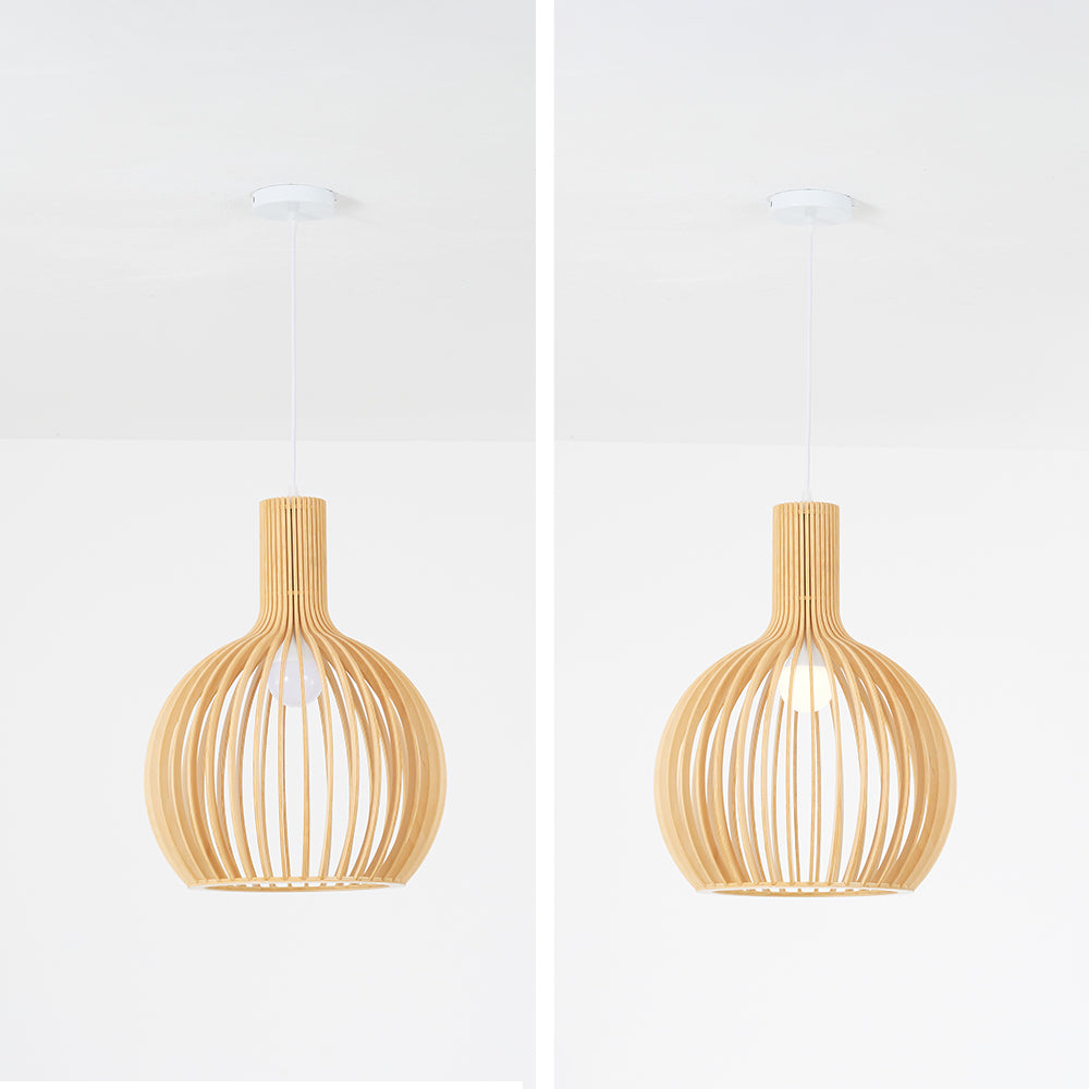 Muto Hölzerne Vogelkäfig-Lampe Pendelleuchte Holz Esszimmer