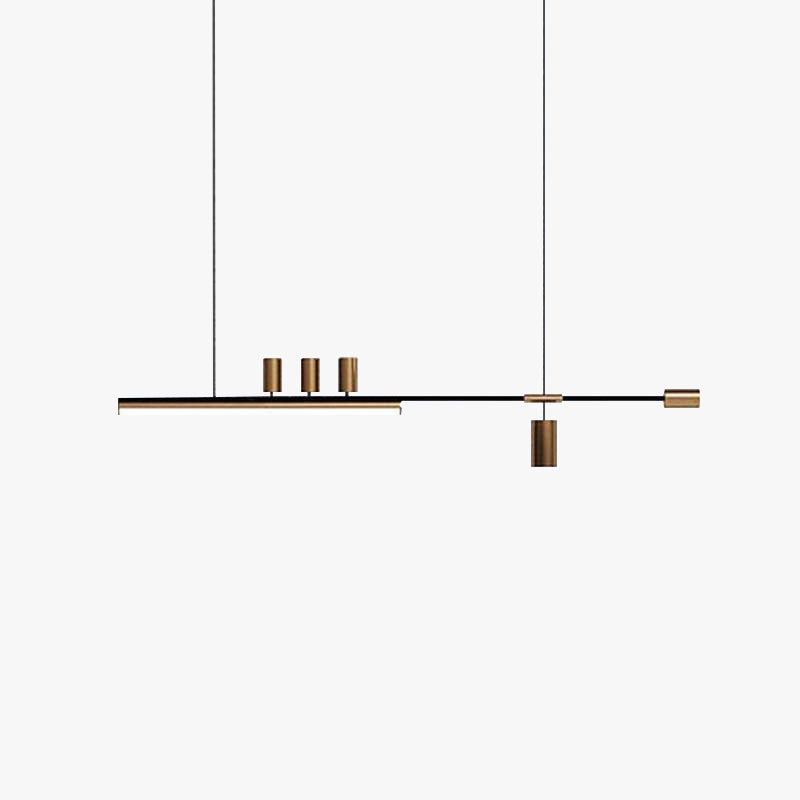 Arisha Modern LED Pendelleuchte Linear Zylinder Esstisch, Gold, Metall Acryl