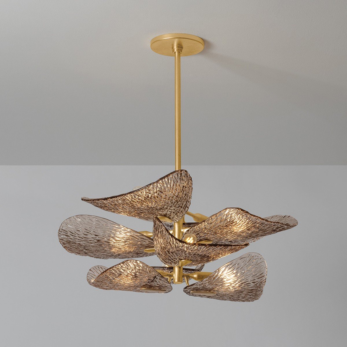 Aurora Chandelier Cardiff Piastra Glass Petal Layered Bronze - Neutralighting