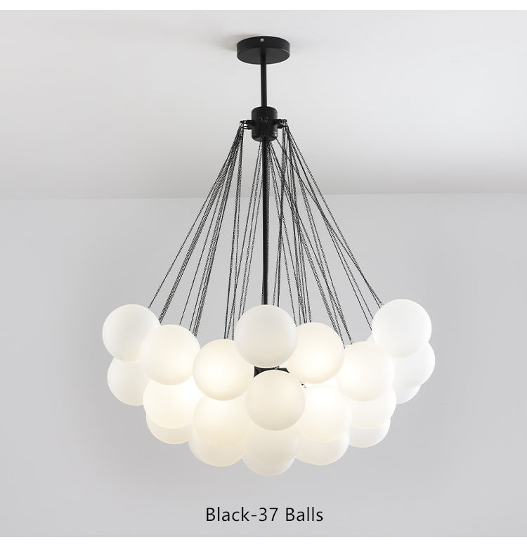 Valentina Modern LED Kronleuchter Kugel Schwarz/Gold Wohnzimmer Glas