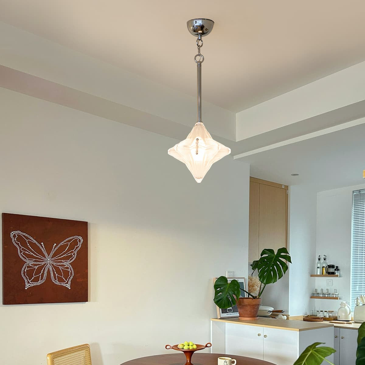 Art Deco Astris Elara Stern Pendelleuchte, Detailansicht