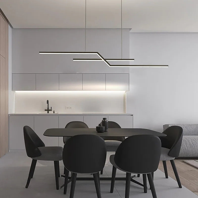 Arisha Modern Minimalistische Parallel Gefaltete Lineare LED Pendelleuchte Wohn/Schlaf/EsszimmerSchwarz/Gold Dimmbar