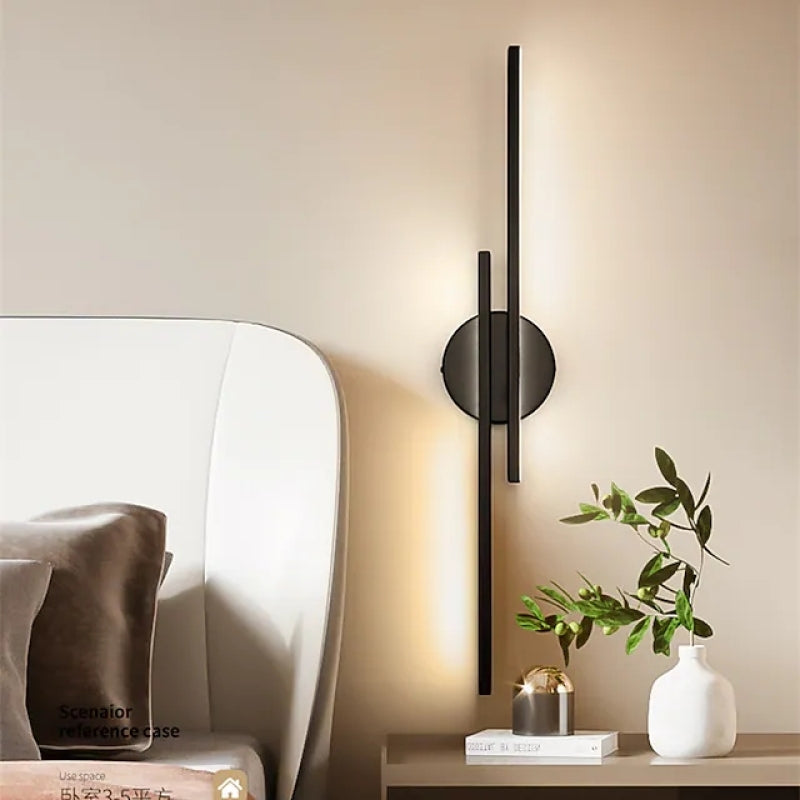 Arisha Modern LED Wandleuchte, Twin Linear, Schwarz/Weiß, Metall, Schlafzimmer