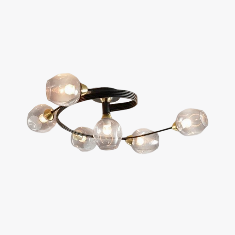 Valentina LED Deckenleuchte, Metall/Glas, Schwarz/Gold, Wohnzimmer