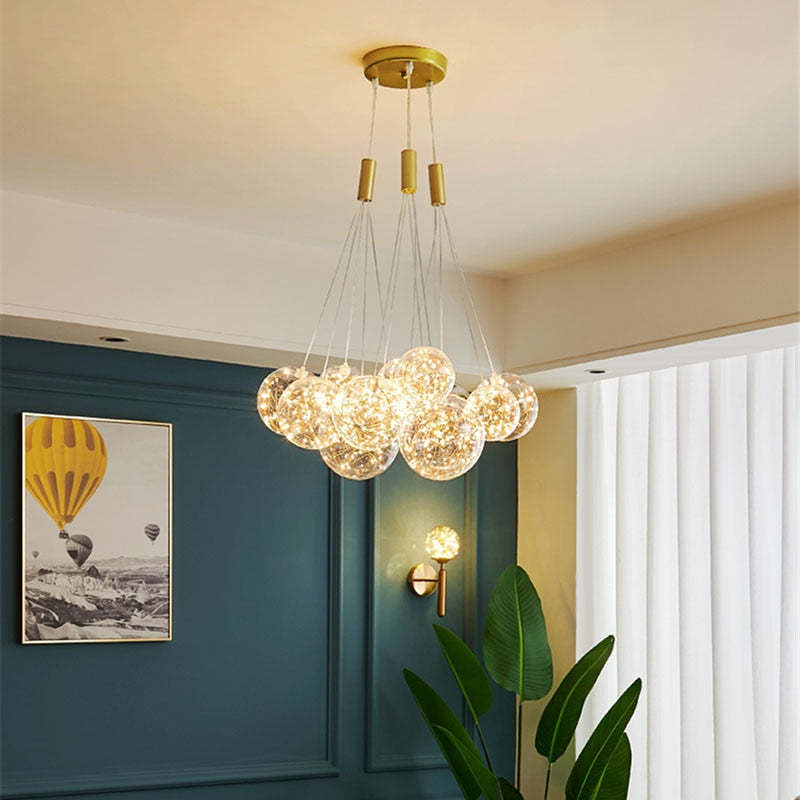 Valentina Modern LED Pendelleuchte Kugel, Esstisch, Glas Metall