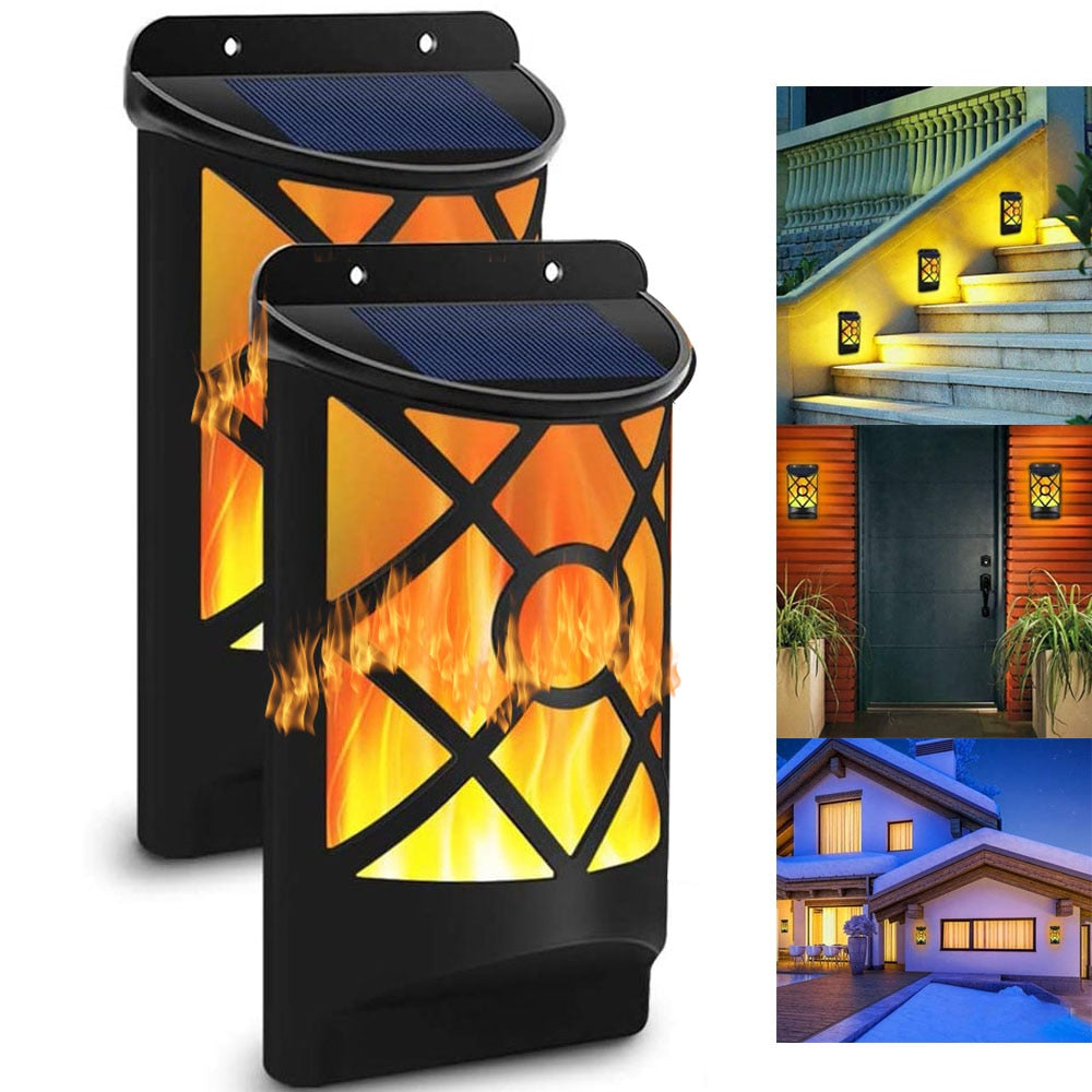 Ray Wasserdichte LED-Solarwandleuchte mit flackernder Flamme