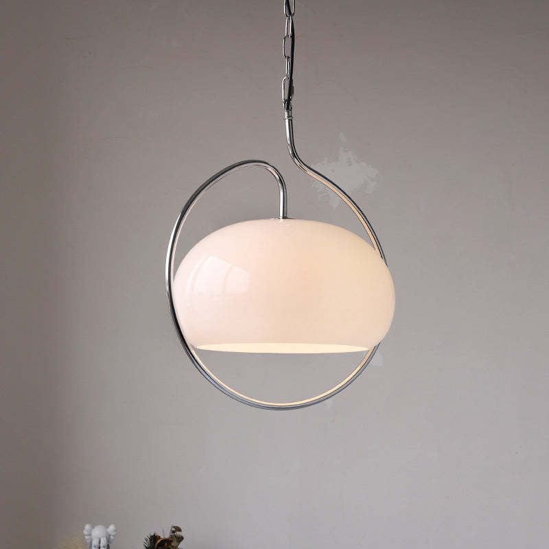 Valentina Retro Glas-Pendelleuchte, Braun/Weiß