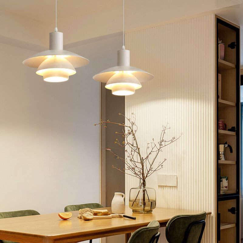 Valentina Moderne LED Pendelleuchte Weiß Holz Metall Schlafzimmer
