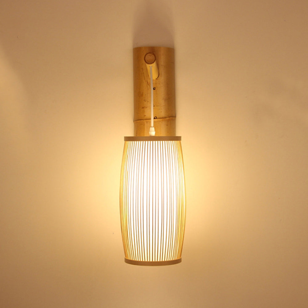 Muto Rustikale LED Wandleuchte Rattan/Acryl 4 Stile Schlafzimmer
