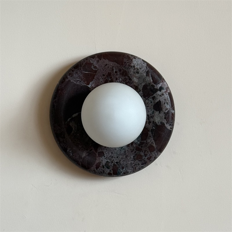 Uzorionis Nordic Art Deep Purple Red Glass Marble Sconce Wall Lamp - Letslighting