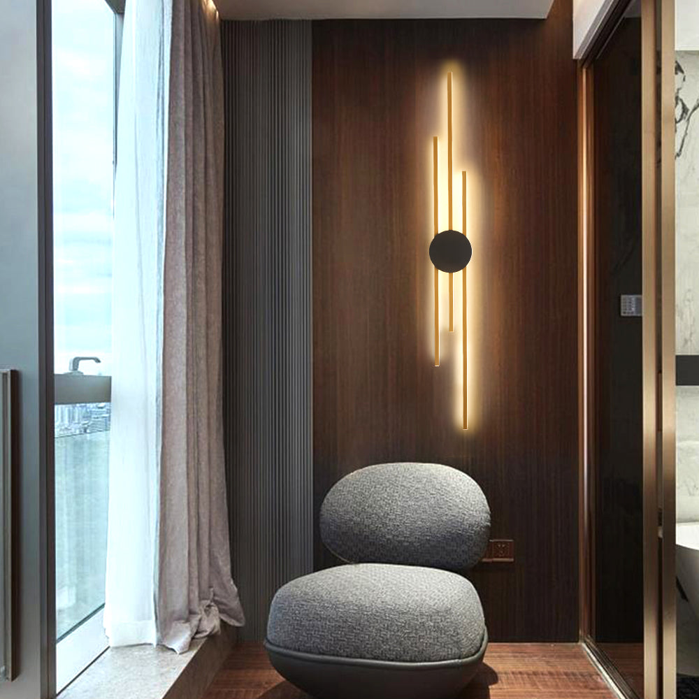 Arisha Nodic Linear Wandleuchte Schwarz/Gold Wohnzimmer