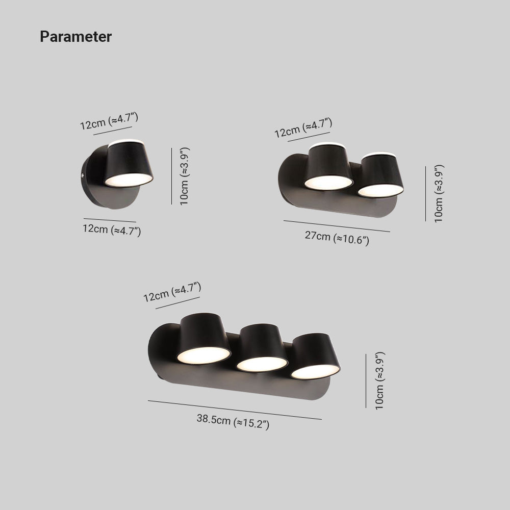 Kristy Modern LED Wandleuchte Schwarz Bad/Schlafzimmer Metall Acryl 1 /2/3-Licht