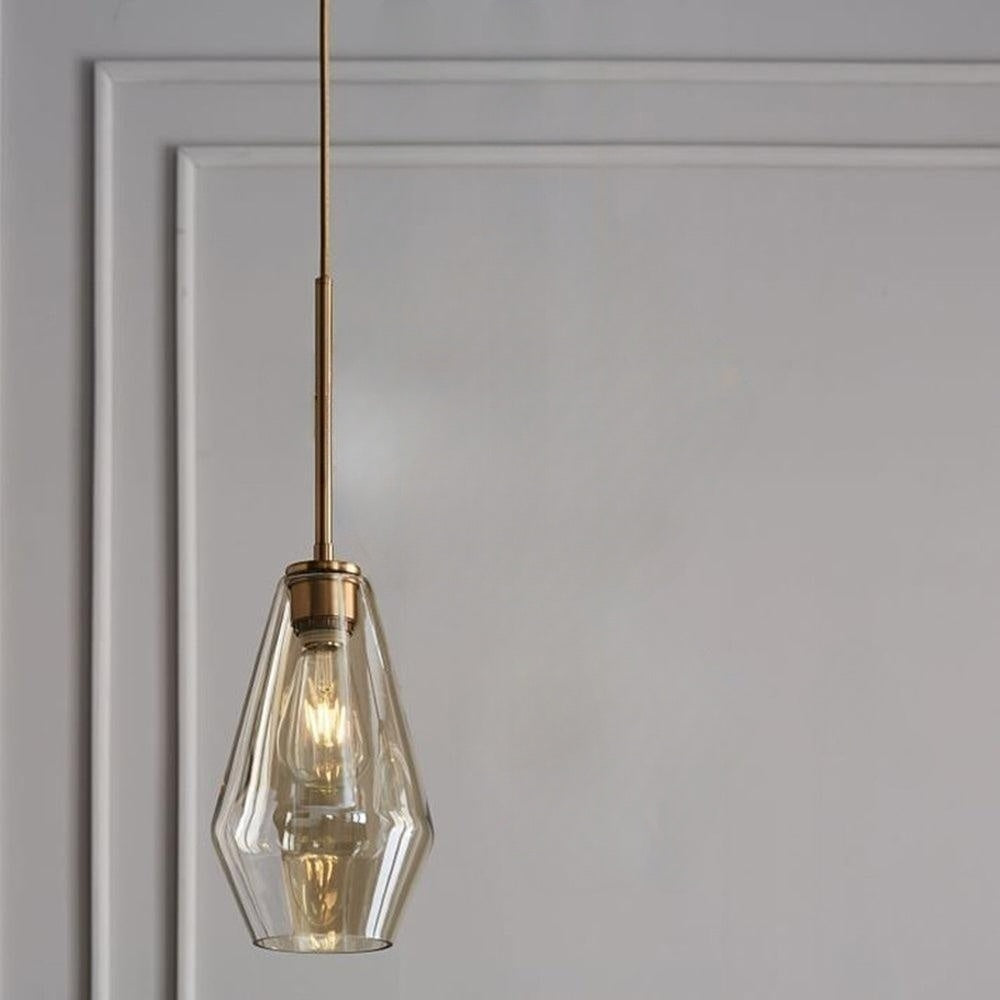 Valentina Moderne Pendelleuchte, Glas, Klar/Bernstein, Schlafzimmer