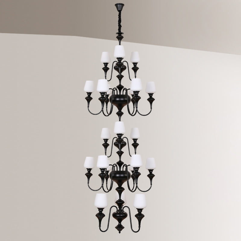 Abrahamson Traditional Shaded Tiered Brass Glass Chandelier - Letslighting