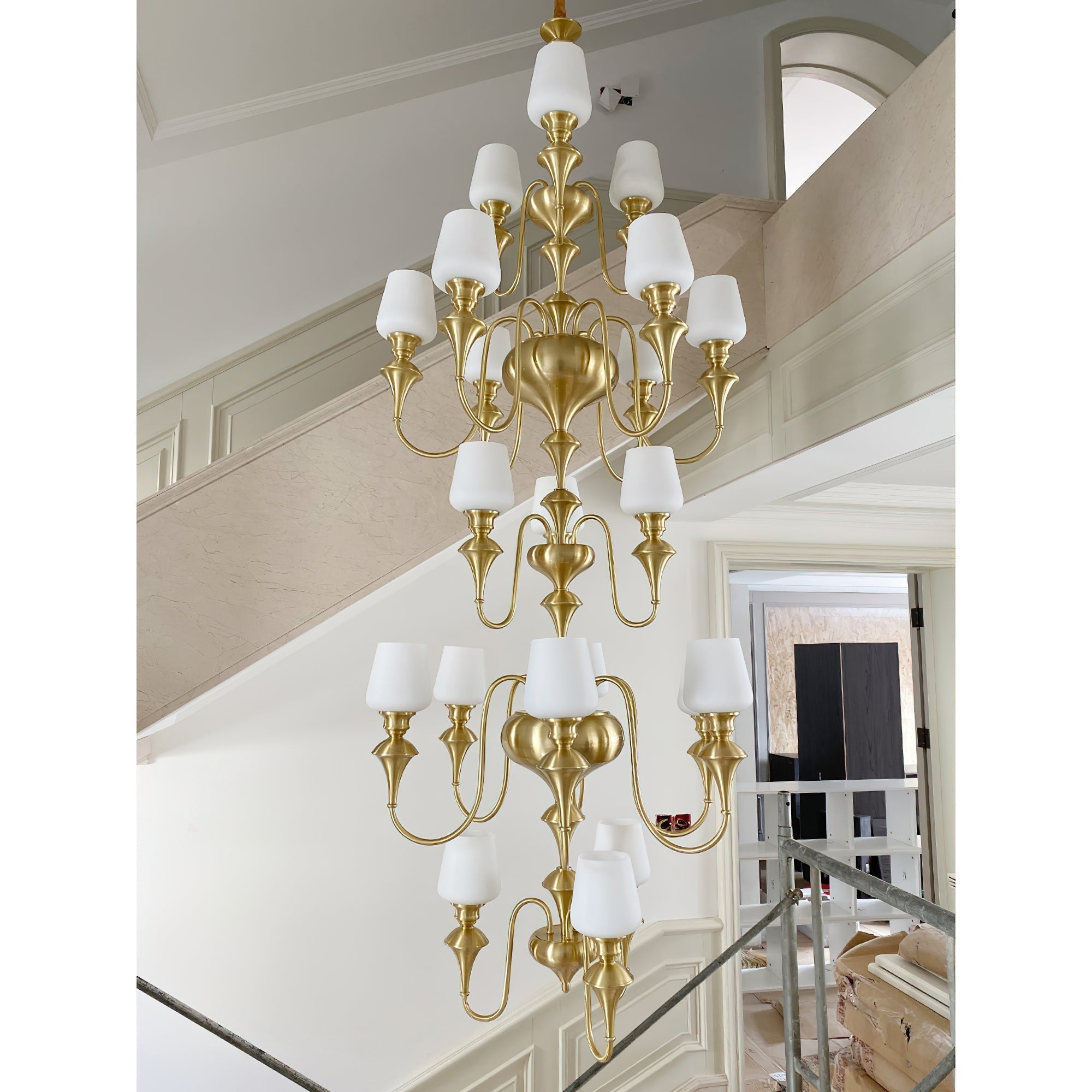 Abrahamson Traditional Shaded Tiered Brass Glass Chandelier - Letslighting