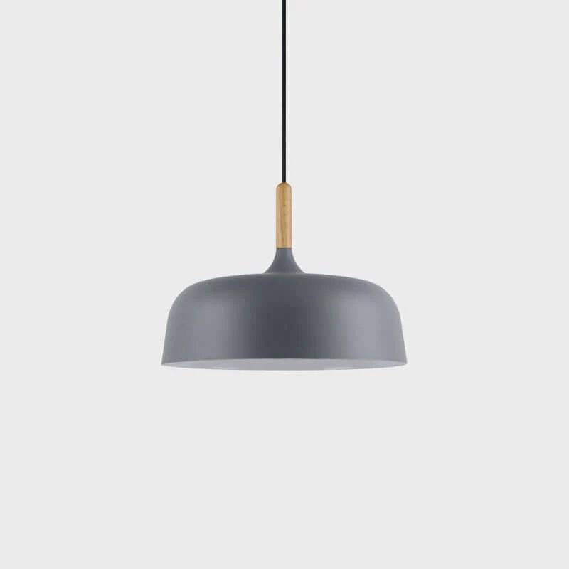 Lustra Pendelleuchte Weiß Schirm Holz-Letslighting