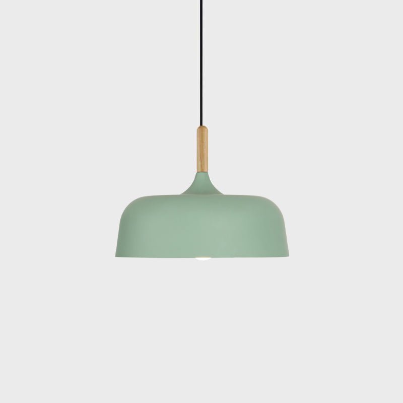 Lustra Pendelleuchte Weiß Schirm Holz-Letslighting