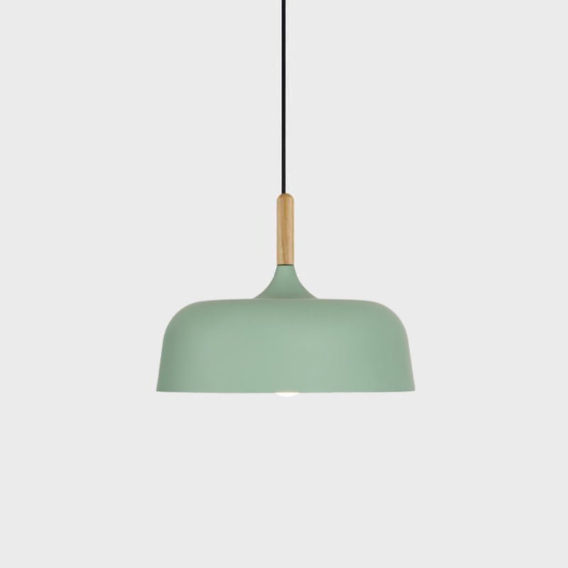Lustra Pendelleuchte Weiß Schirm Holz-Letslighting