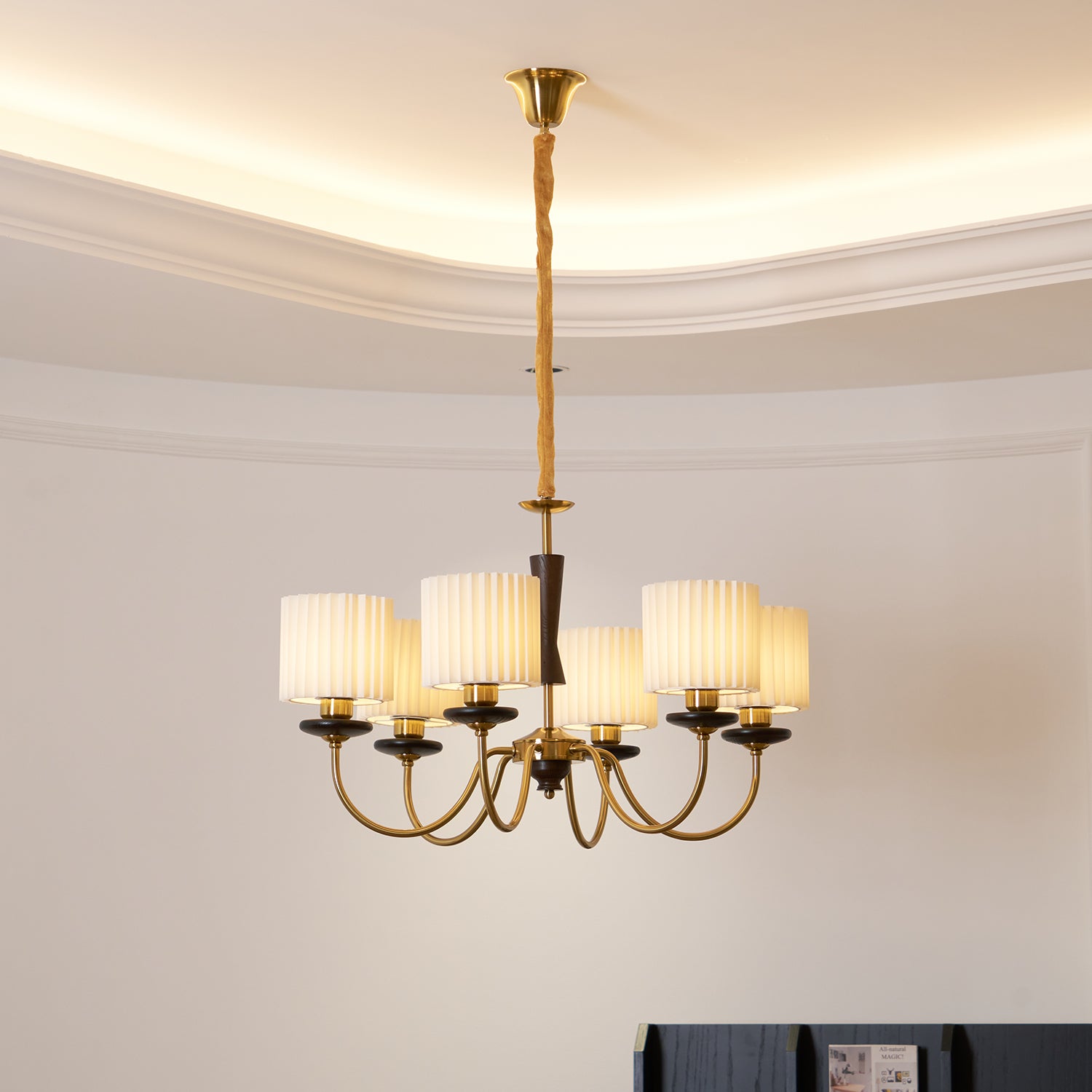 Lustra Kronleuchter Messing Stoff Gefeilt Schirme-Letslighting