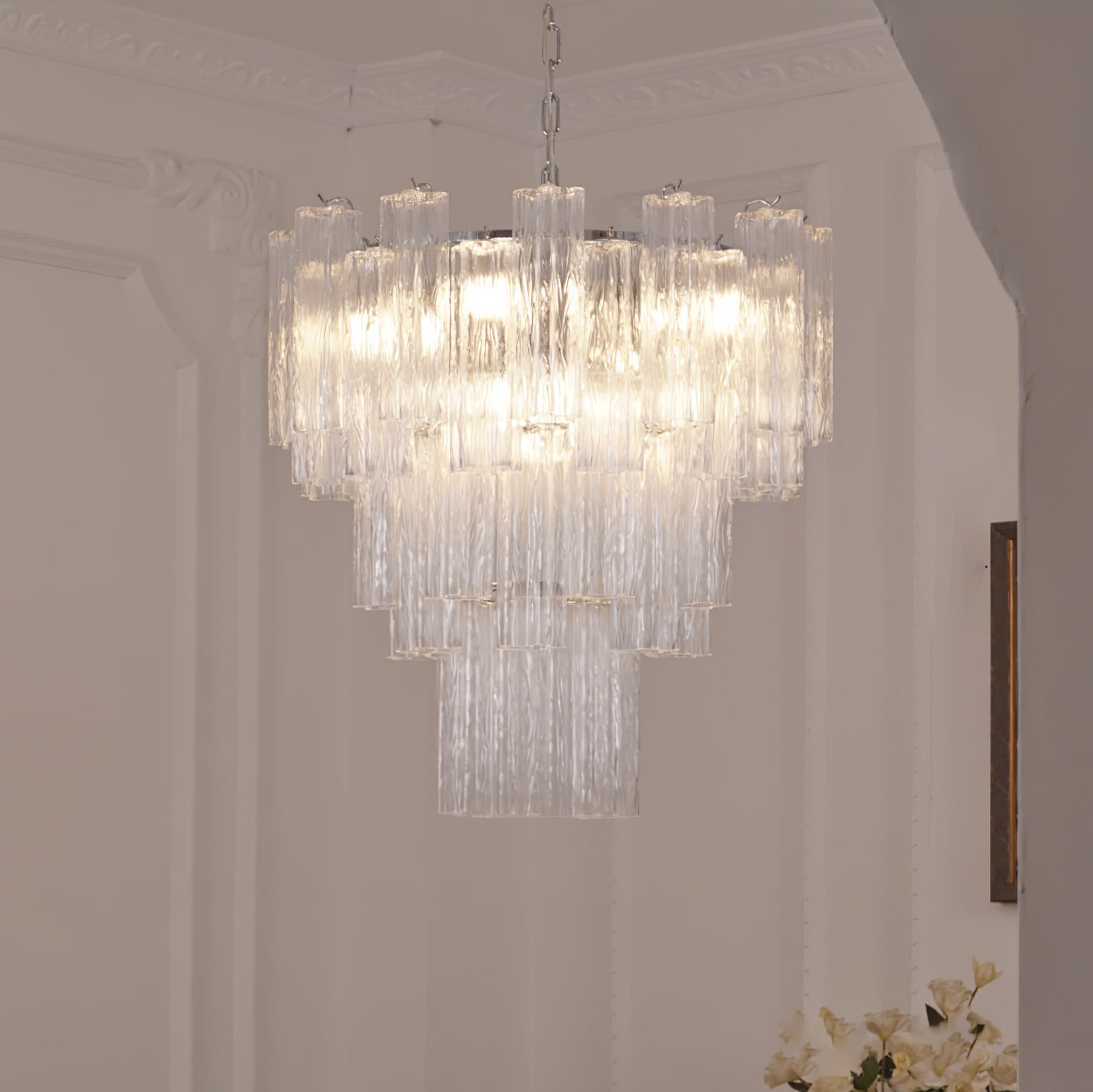 Aurora Chandelier White Layered Tube - Blowlighting