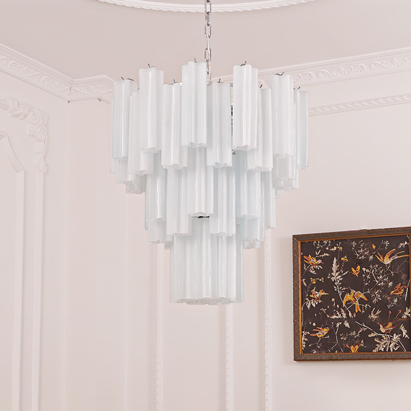 Aurora Chandelier White Layered Tube - Blowlighting