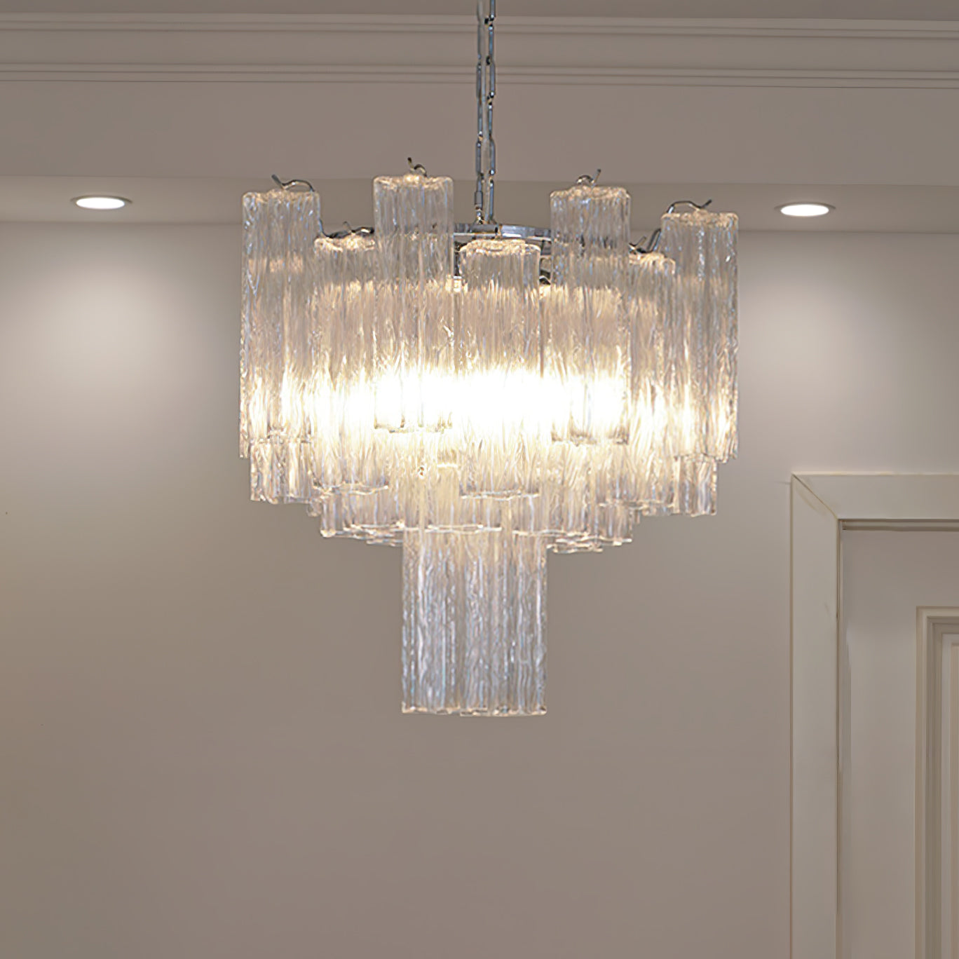 Aurora Chandelier White Layered Tube - Blowlighting