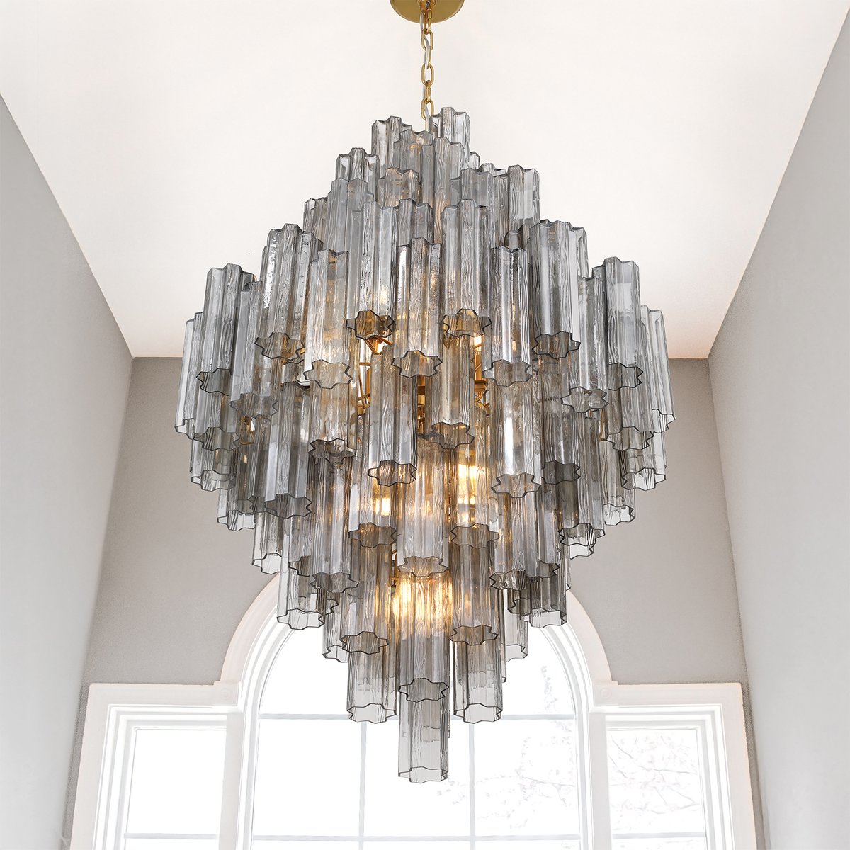 Aurora Diamond Chandelier Glass Tube Layered Amber - Neutralighting