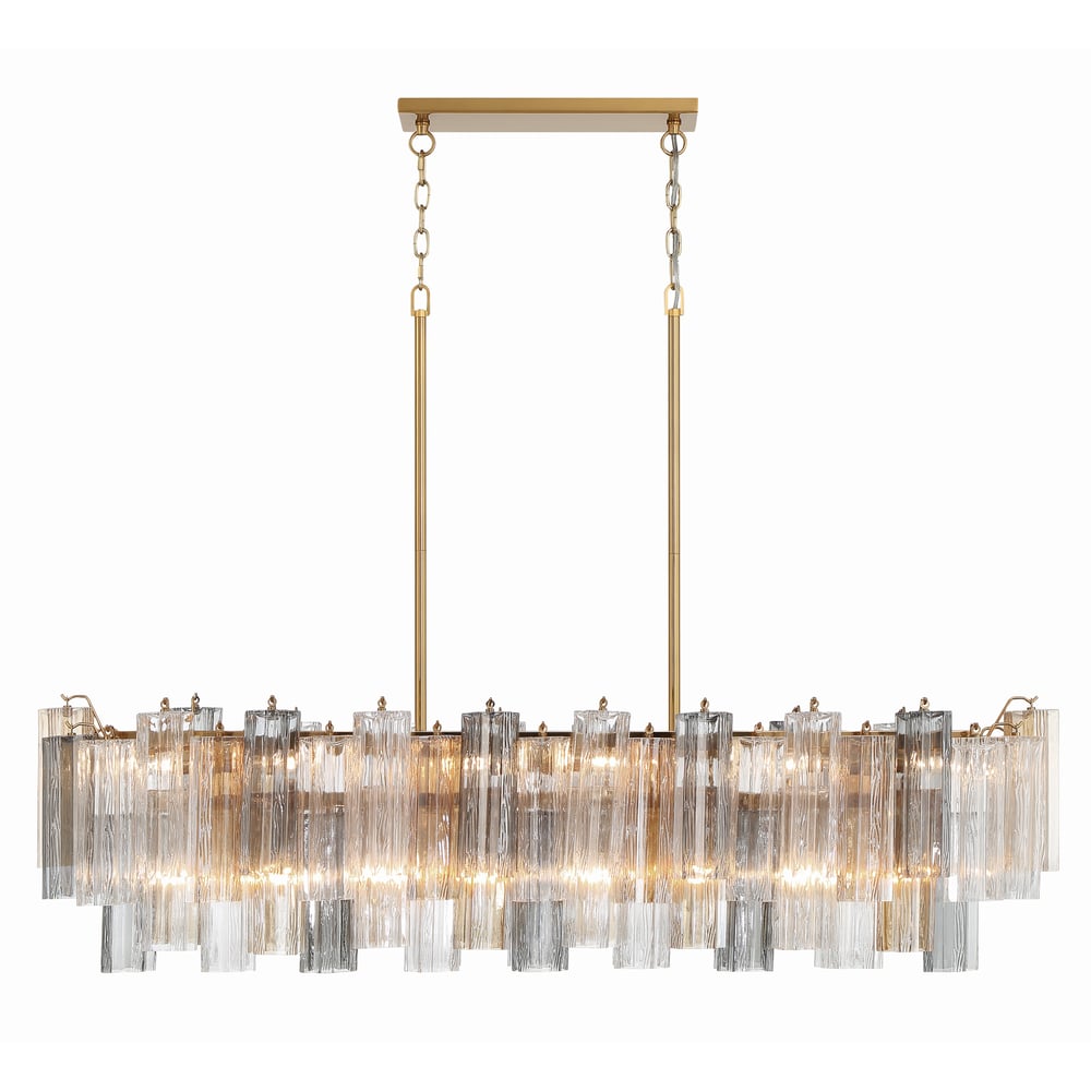 Aurora Linear Chandelier Glass Tube Tiered Amber - Neutralighting