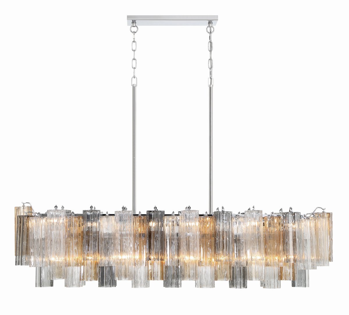 Aurora Linear Chandelier Glass Tube Tiered Amber - Neutralighting