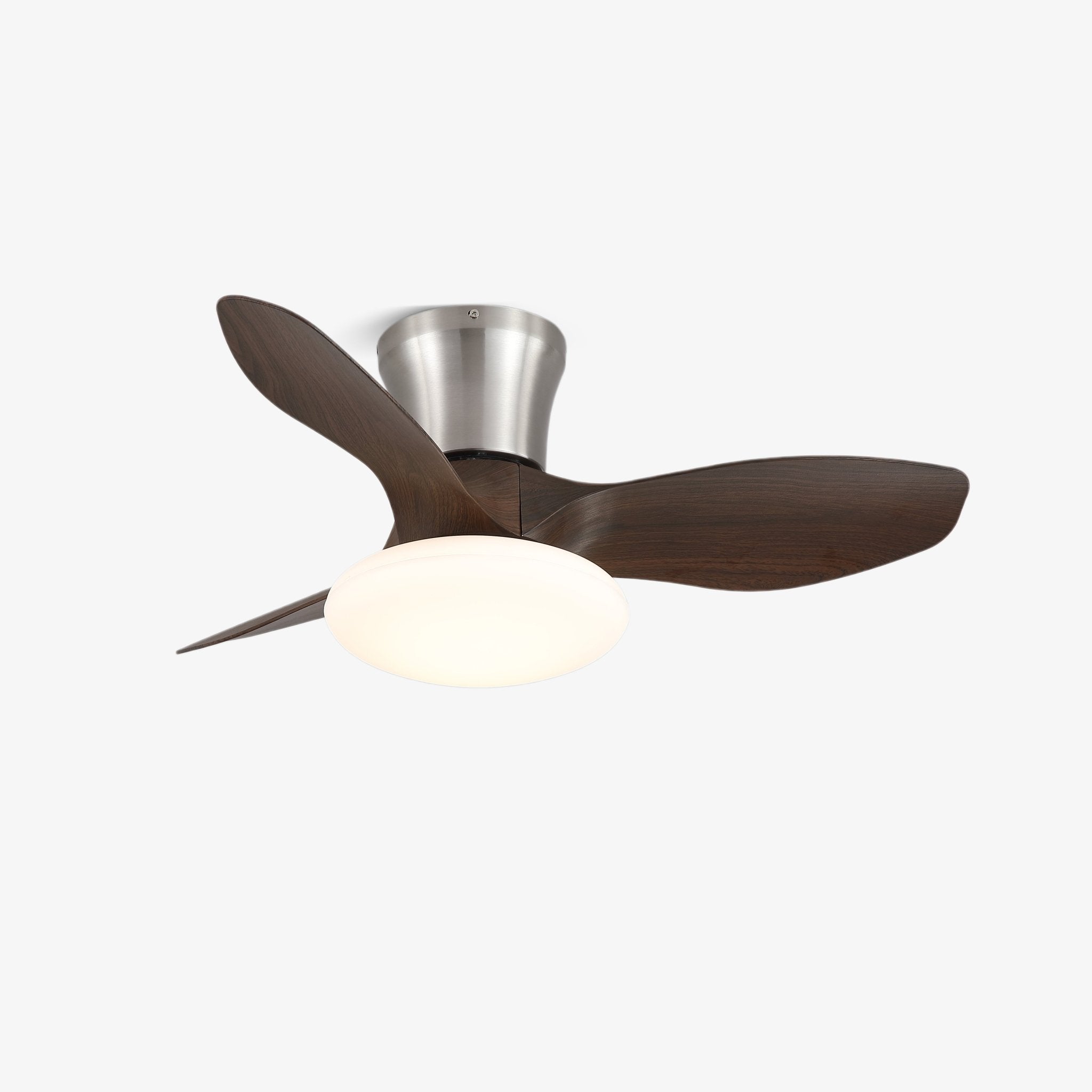 Velora Moderner Deckenventilator aus Holz mit Beleuchtung, Vorderansicht