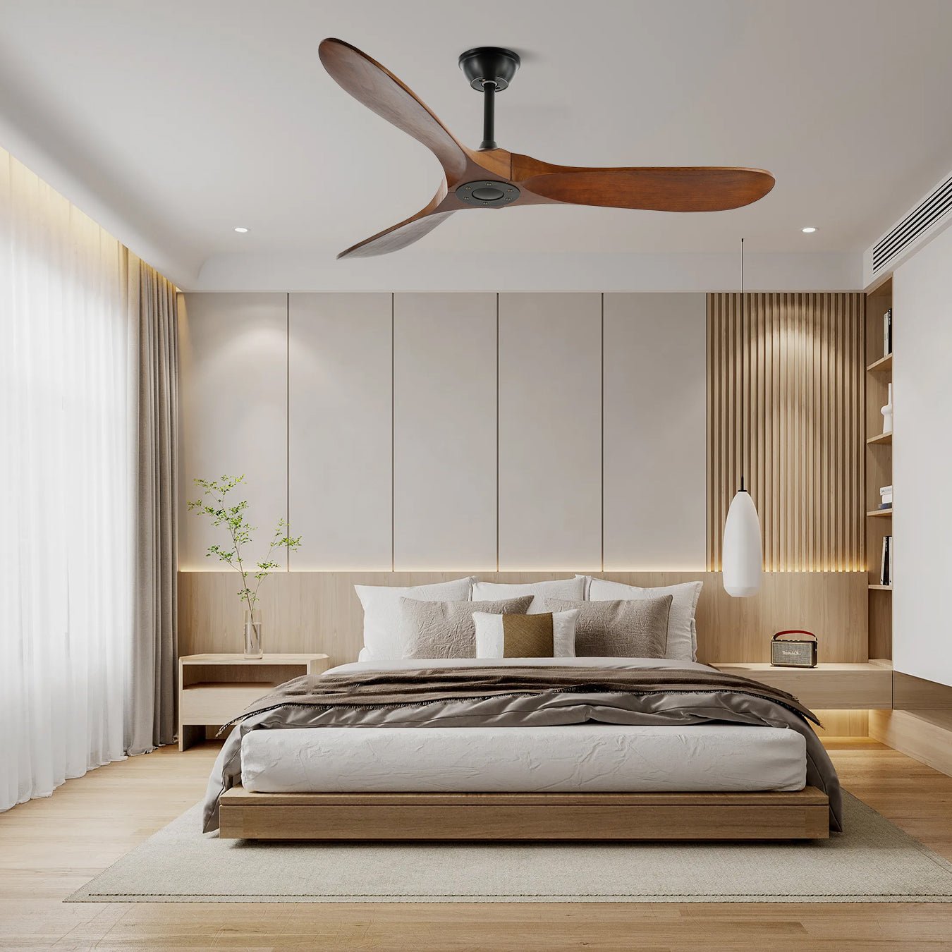 Aviona Holzdeckenventilator in Schwarz.