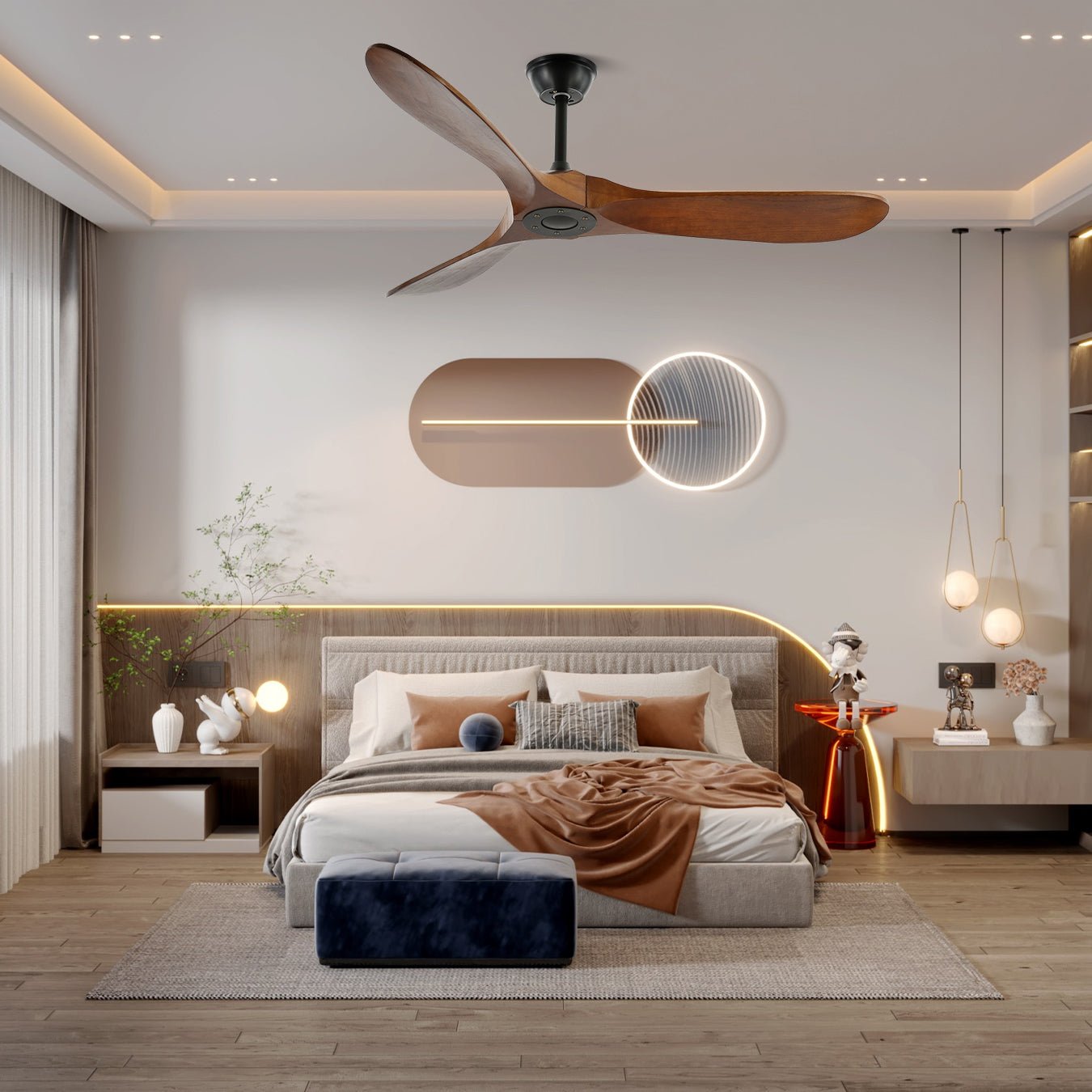 Aviona Holzdeckenventilator mit Fernbedienung für einfache Bedienung.