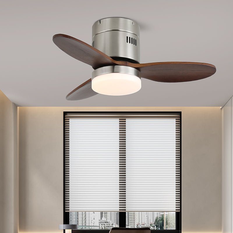 Eris Minimalistischer Holz-Deckenventilator mit Beleuchtung in schwarzer Ausführung