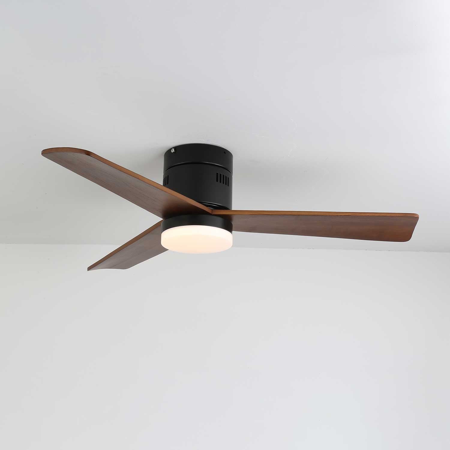 Maßzeichnung für den Eris Minimalistischen Holz-Deckenventilator mit Beleuchtung