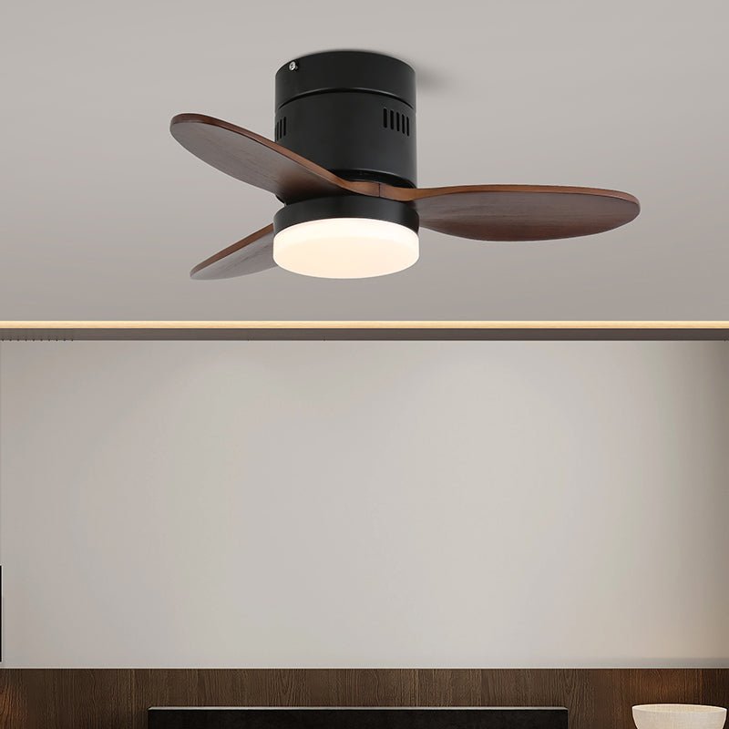 Eris Minimalistischer Holz-Deckenventilator mit Beleuchtung in Walnussholz-Ausführung