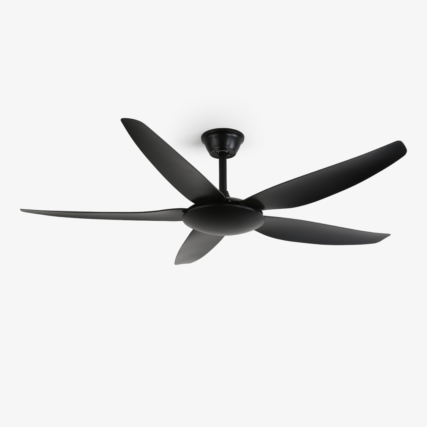 Onyxa Minimalistische schwarze Deckenventilatorleuchte, Vorderansicht