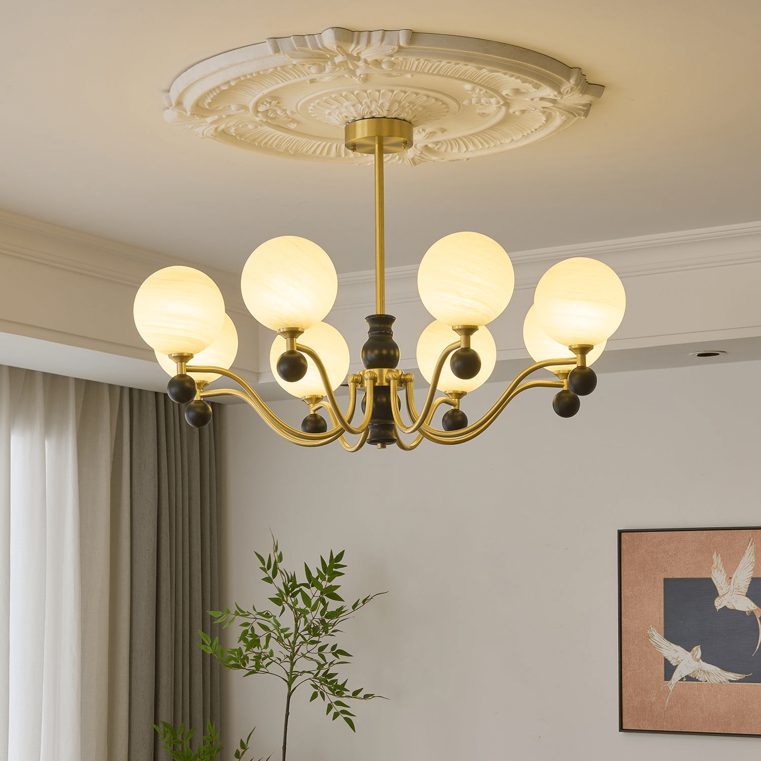 Ershaan Eleganter Vintage-Kronleuchter aus Messing und Holz-Letslighting